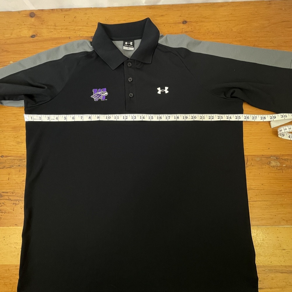 Under Armour Polo Shirt Men XL Black Gray Golf Polyester/Spandex, Eagle Logo - Picture 9 of 11